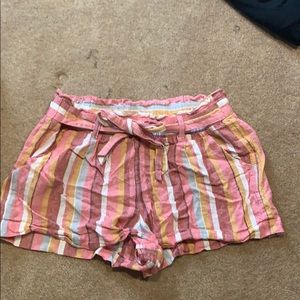 Multicolor Striped Linen Shorts